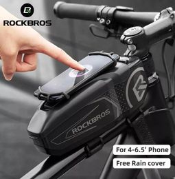 ROCKBROS Rainproof Bike Bag For 465quotFront Phone Bags Special PC Hard Shell With Rain Cover Motorcycle Cycling Accessor6875838