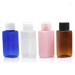 Storage Bottles 50pcs Plastic Bottle 30ml Square Transparent Empty Rotating Cover Cosmetic Container Packaging