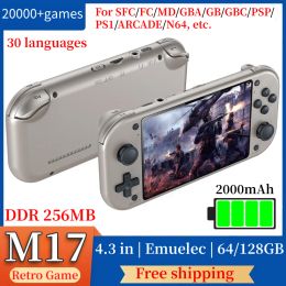 Players M17 Portable Games Console Handheld Video Retro Game Console 4.3 Inch IPS Screen Emuelec System Pocket Game Player 20000 + Games