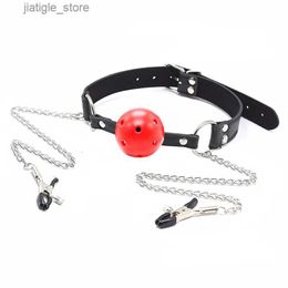 Other Health Beauty Items y toy PU leather mouth Gag ball mouth with chain Nipple clip fetish restraint Nipple clip adult toy Y240402