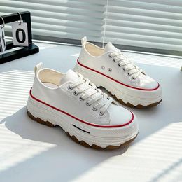 Casual Shoes Spring Canvas Korean Style Ins White Female Students Thick Sole Height Increasing Trendy MX2801