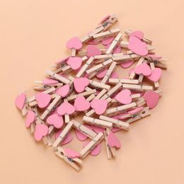 Frames 50 Pcs Small Coat Baby Retro Decor Mini Heart Shaped Wooden Bamboo Love Po Clip