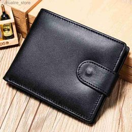 Money Clips Mens casual Deisger short wallet with coin pocket and genuine leather wallet card holder RFID bag L240402