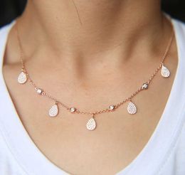 Pendant Necklaces 2024 New Fashion Women Girl Charm 925 Sterling Silver Jewellery Micro Pave Sparing Bling Tear Water Drop Cz Stone Choker Necklaces Q240402