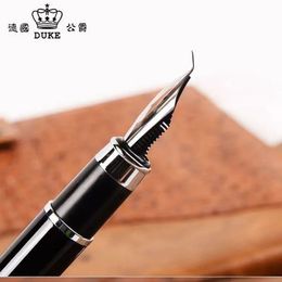 Duke Carbon Fibre Fountain Pen Black Double Layer Complex Nib Calligraphy Stationery Office School Supplies 240319