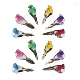 Garden Decorations 12Pcs Fake Birds Artificial Feather Bird Decoration Foam Animal Wedding Home Ornament Momma Gift Craft