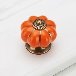 pumpkin ceramic handles 40mm drawer knobs single hole closet door handles cabinet handles with screws furniture handles