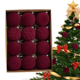 Party Decoration Flocked Christmas Tree Ball Ornaments 12pcs Decorative Hanging Balls Pendant For Parties