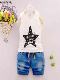 Summer TOP VEST Children Boys Girls Baby Fashion Infant Clothing Set Kids Cotton Cartoon Shorts Suit Twinset Tracksuit 2108045990875