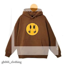 Derw Hoodie Damen Hoodies Sweatshirts Derw Marke Herren Hoodies Sweatshirts Gelber Mann Retro Smiley Face Letters Print Sweatshirt T-Shirt Frühlingstrend 56