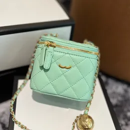 8 renk bayanlar tasarımcısı mini vanity kutusu makyaj çantası 10cm buzağı deri altın top ayarlanabilir matelasse zincir omuz çapraz vücut çanta ayna kozmetik kasa