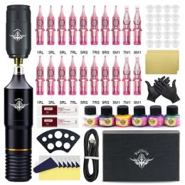 Kits Wireless Rotary Tattoo Hine Kit Professional Tattoo Hine Sets Rca Interface Permanent Makeup for Body Art