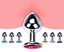 Anal Plug Heart Stainless Steel Crystal Removable Butt Stimulator Sex Toys Prostate Massager Dildo7710192