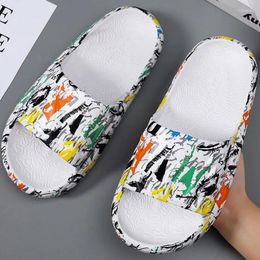 Slippers Men Colorblock Single Band Slides Casual Outdoor EVA 2024 Summer Beach Non-slip Leisure Sandals House Shoes