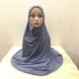 Ethnic Clothing H1462 Big Size Muslim Hijab Scarf With Rhinestones And Crinkle Amira Instant Islamic Arabic Hats