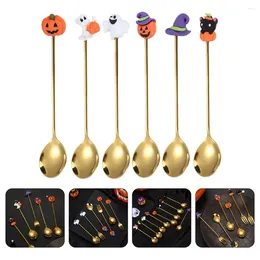 Coffee Scoops 6 Pcs Halloween Style Spoon Dinner Dessert Tableware Silverware Serving Utensils Cake Stainless Steel