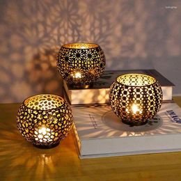 Candle Holders For Pillar Candles Retro Candlestick Iron Art With Hollow Pattern Home Decor Table