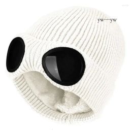 Caps Cp Hat Winter Glasses Hat CP Ribbed Knit Lens Beanie Stone Street Hip Hop Knitted Thick Fleece Warm for Women Men 6343
