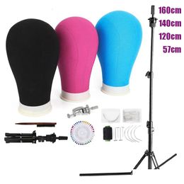 Wig Stand Training Head Kit Manikin For Wigs Mannequin Making Stands Tripod Professional Styling Canvas Drop Delivery Hair Products Dh30P