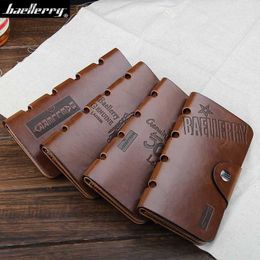 Money Clips Mens Long PU Leather Wallets Vintage Multi-functional Clutch Card Holder 7-5 L240402