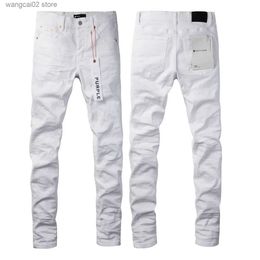Men's Jeans New Fashion Slim Jeans 24SS Purple Brand 1 1 Fall and Winter Jeans High Strt White Jeans T240402