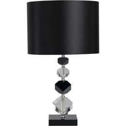 Impressionante candeeiro de mesa de diamante geométrico de cristal com base preta e sombra - elegante lâmpada transparente de 21