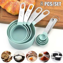 Food Grade Silicone Stainless Steel Measuring Cup Spoons Tea Coffee Sugar Tools for Kitchen Baking Cooking 240325