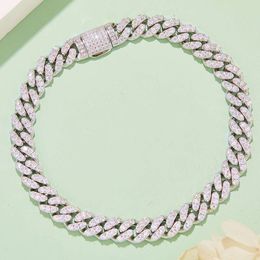 Hot-Selling 6Mm Wide Cuban Chain S Sier Inlaid With Moissanite Diamond White DVVS Stones In A Round Shape
