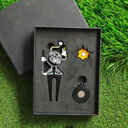 Marks New Golf Gifts Creative Cartoon Bomber Golf Green Fork/Hat Clip/Mark SetGolf Divot Tool Golf Products