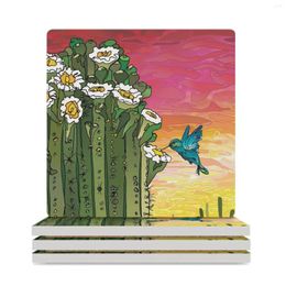 Table Mats Sonoran Harmony Ceramic Coasters (Square) Kawaii For Cups Set White Drinks