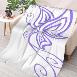 Blankets Butterfly Lilac Throw Blanket 3D Printed Sofa Bedroom Decorative Children Adult Christmas Gift