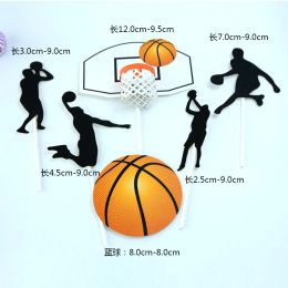 5pcs Theme Basketball Happy Birthday Cupcake Topper Set Sports Cake Topper For Boys Birthday Party Cake Decorations Baby Shower