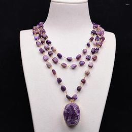 Pendant Necklaces GG Jewelry Uruguay 3 Rows Charoite Stone Purple Amethyst Necklace Handmade For Women 18'