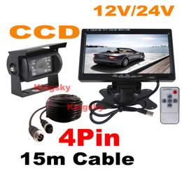 12V24V Night Vision 18IR LED Backup Reverse Camera 4Pin 7quot LCD Monitor Car Rear View Kit 15m cable For BUS Truck RV M2591379