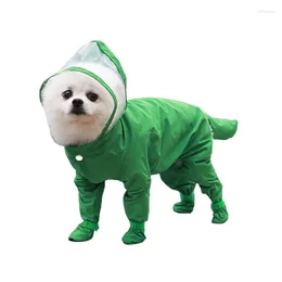 Dog Apparel Pet Cat Four-legged One-piece Waterproof Raincoat With Rain Boots And Hat