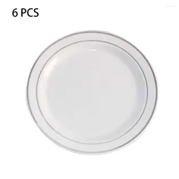 Plates 6pcs Imitation Ceramic Dinner Plate Charger Dish Home Kitchen Decorative Nordic Round Holiday Dessert Fruit Salad Wedding Party