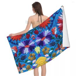 Towel Red White Mexican Flowers Beach Custom Textile Floral Art Soft Linen Microfiber Bathroom Towels