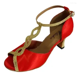 Dance Shoes Elisha Customizable Heel Women's Red Colour Salsa Latin Ballroom Open Toe Party