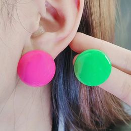 40 Pair Summer Beach Candy Colour Round Earstuds Earrings Geometric Small Fresh Female Coloured Circles Jewellery Accessories Wholesale Factory 2.5cm #011