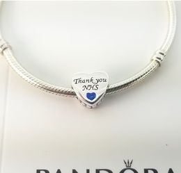 Oryginalny s925 srebrny srebrny dziękuję NHS Cham odpowiednie dopasowanie Charm Bead Bransoletka biżuteria 792015C00_E047 Klejnot mody