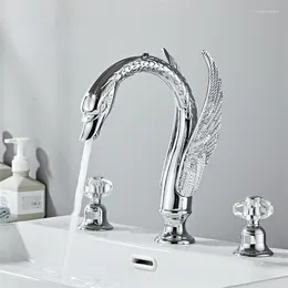 Bathroom Sink Faucets Chrome Faucet Widespread Swan Basin Black Tap Luxury Mixer And Cold Shower Room