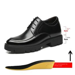 Pumps Genuine Leather Thick Soled Business Dress Shoes for Men Heighten Shoes Height Platform Casual Party Banquet Daily Laceup Shoes