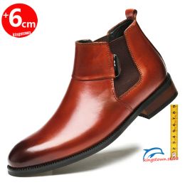 Boots Boots Ankle Men Army Warm Elevator Shoes High Increase Insole 6cm Height Winter Business Outdoor Man Cow Leather