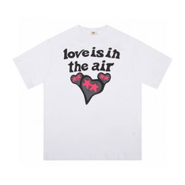 24ss Spring Summer Europe USA Love Heart Letter Puff Print Tee Fashion Mens Short Sleeve Tshirt Women Casual Cotton Designer T shirts 0402