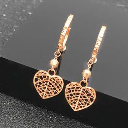 Dangle Earrings Purple Gold Russian Plated 18K Coloured Peach Heart Women's Jewellery Versatile Sweet Fashion Design Classic