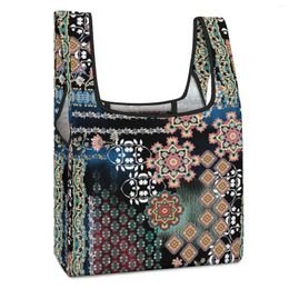 Shopping Bags Retro Decor Bag Double Strap Handbag Exotic Style Foldable Tote Recycle Floral Pouch Handbags Custom Pattern