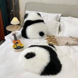 Pillow INS Wind Panda Throw Imitation Wool Cute Plush Window Decoration Shaped Living Room Black Grey
