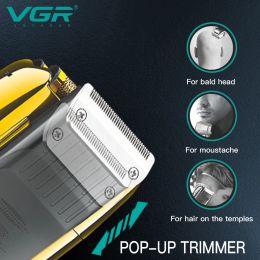 VGR Electric Shaver Professional Beard Shaver Reciprocating Bald Shaver Beard Trimmer Rechargeable LED Display Golden V-332