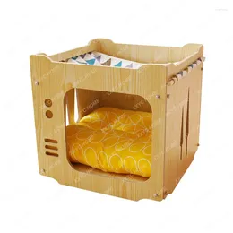 Cat Carriers Four Seasons Universal Wooden Kennel Nest Pet Dog House Type