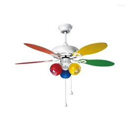 Inch Remote Control Ceiling Fans Chandelier Lighting With Colorful Lampshade DC Motor For Children Room